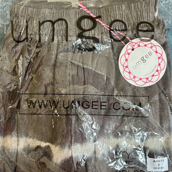 Umgee Tie-Dyed Linen Capri pants. Dark grey & cream. Sz Med - Picture 7 of 9